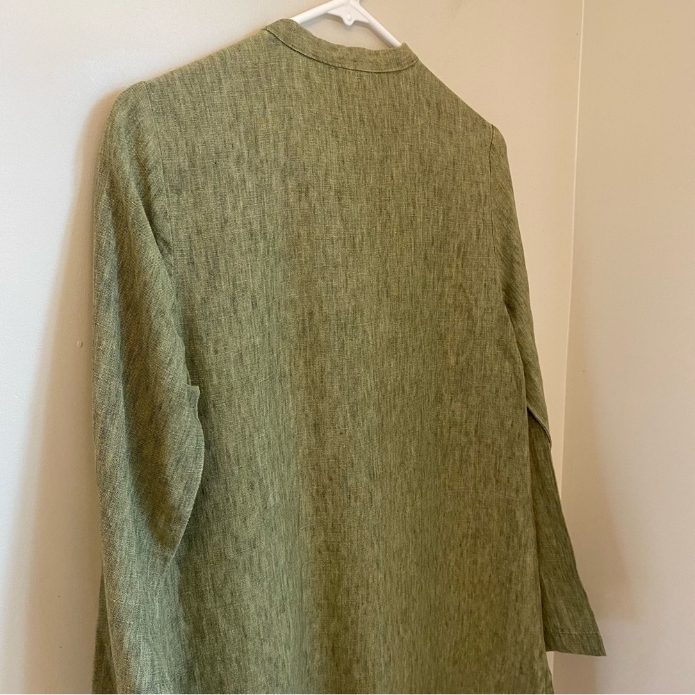 Eileen Fisher Washed Organic Linen Delave Long Shirt XXS Cottagecore Lagenlook - Picture 5 of 13